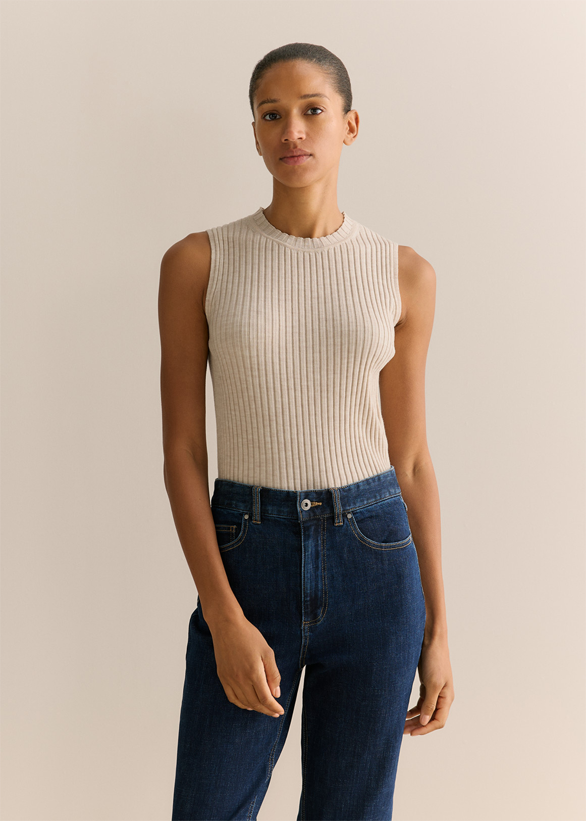 Merino Blend Knit Sleeveless Top | Woolworths.co.za