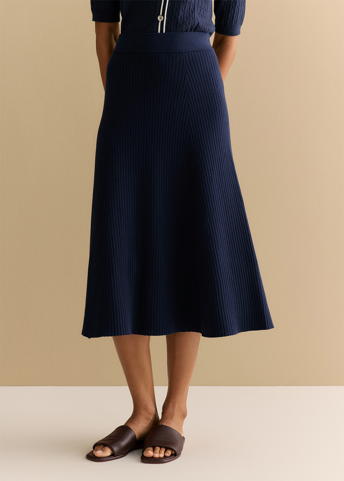 Cotton Cashmere Blend Rib Knit Pull On Skirt | Woolworths.co.za