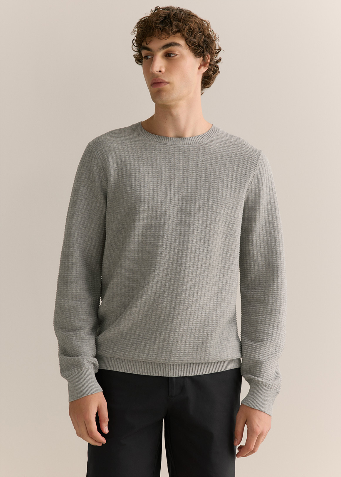 Cotton Mouline Textured Crew Knit | Woolworths.co.za