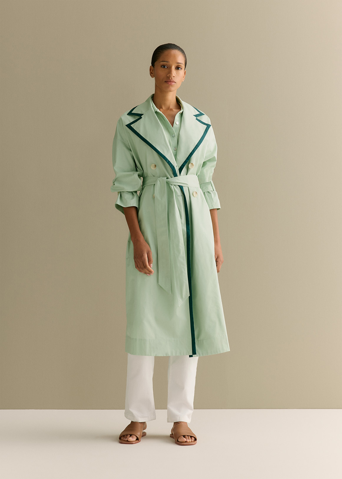 Cotton Sateen Contrast Trim Trench Coat | Woolworths.co.za