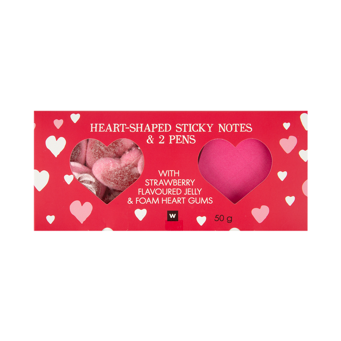Valentine's Day Heart Shaped Sticky Notes and Double Heart Gums 50