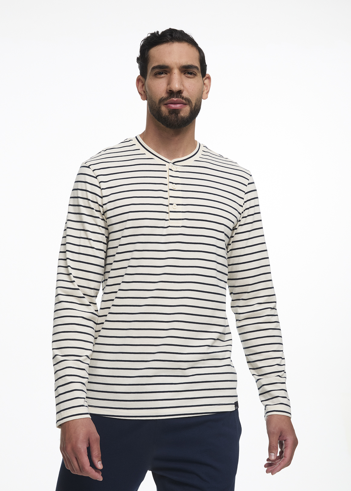 Striped Cotton Henley Sleep T-shirt | Woolworths.co.za