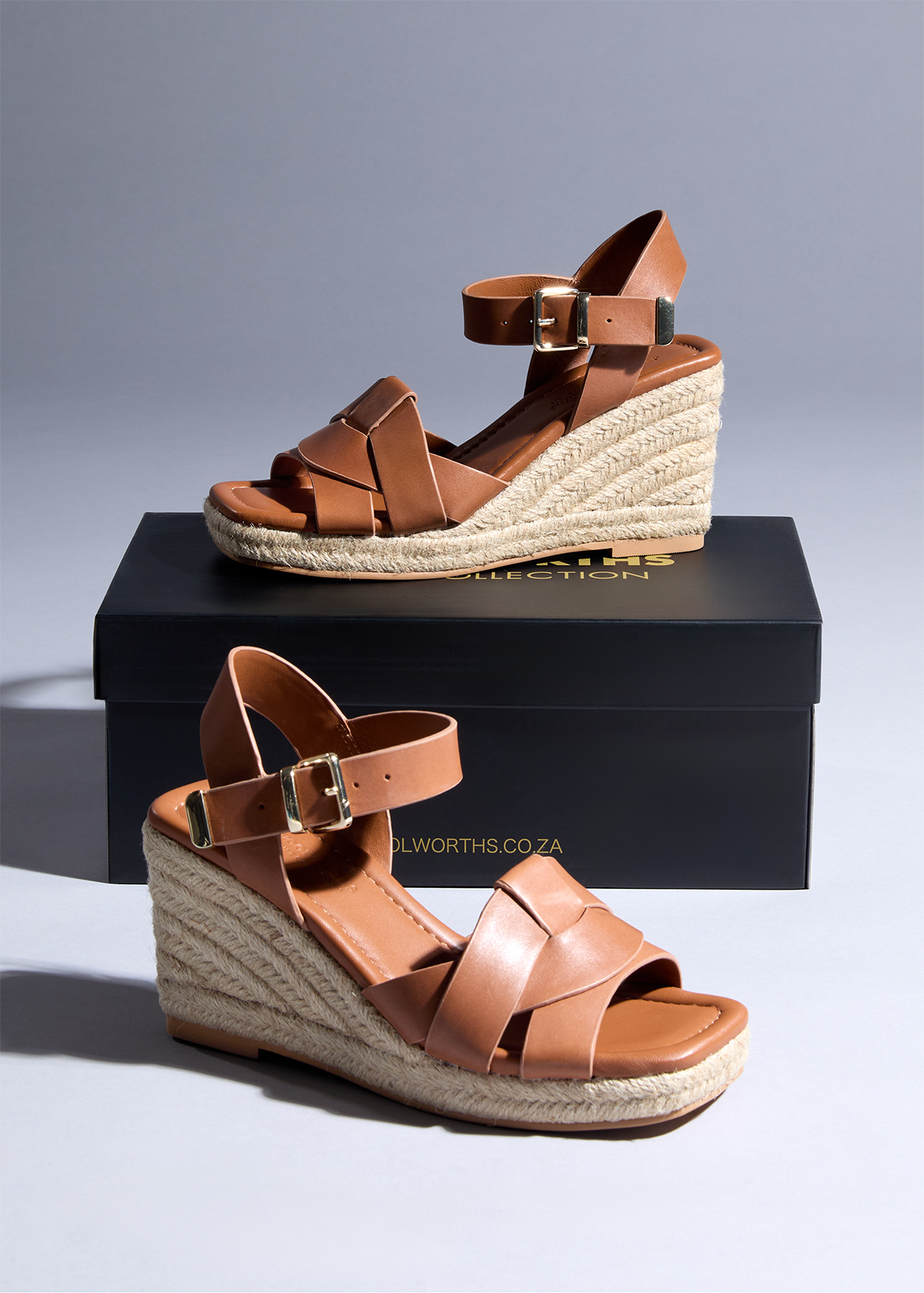 Wedge Espadrilles Leder Cognac Leather Espadrille Wedges