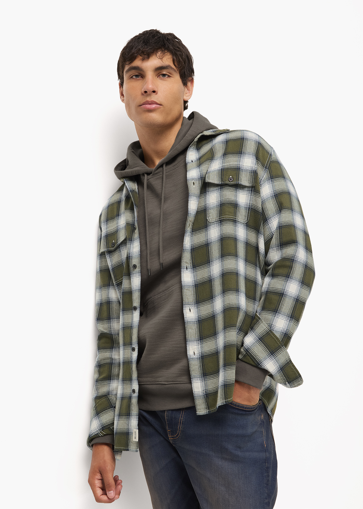 Khaki Check Cotton Shirt | Woolworths.co.za