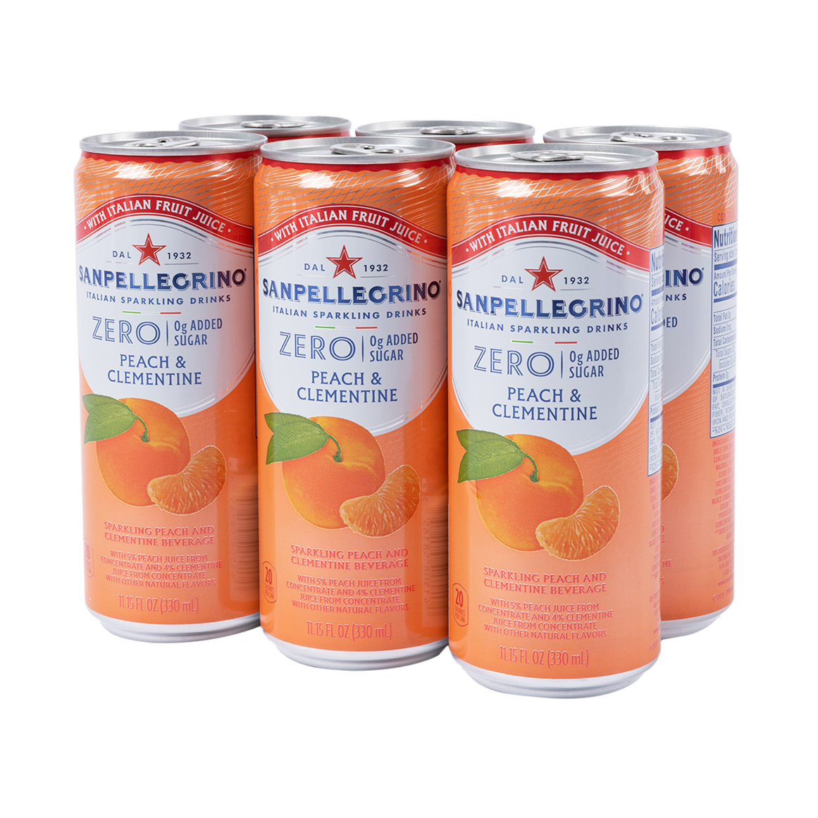 Sanpellegrino Zero Sugar Peach and Clementine Sparkling Drink Cans
