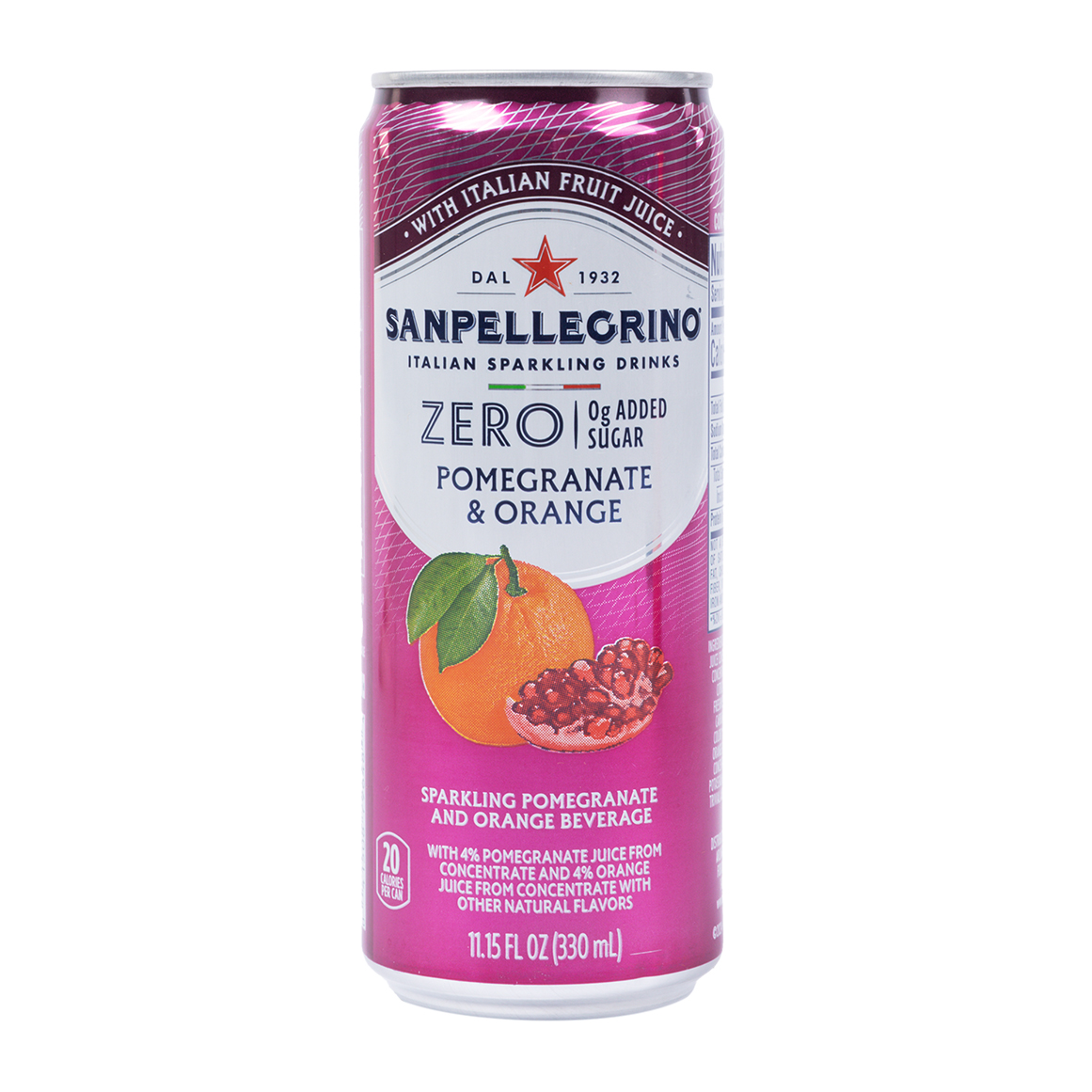 Sanpellegrino Zero Sugar Pomegranate and Orange. Sparkling Drink
