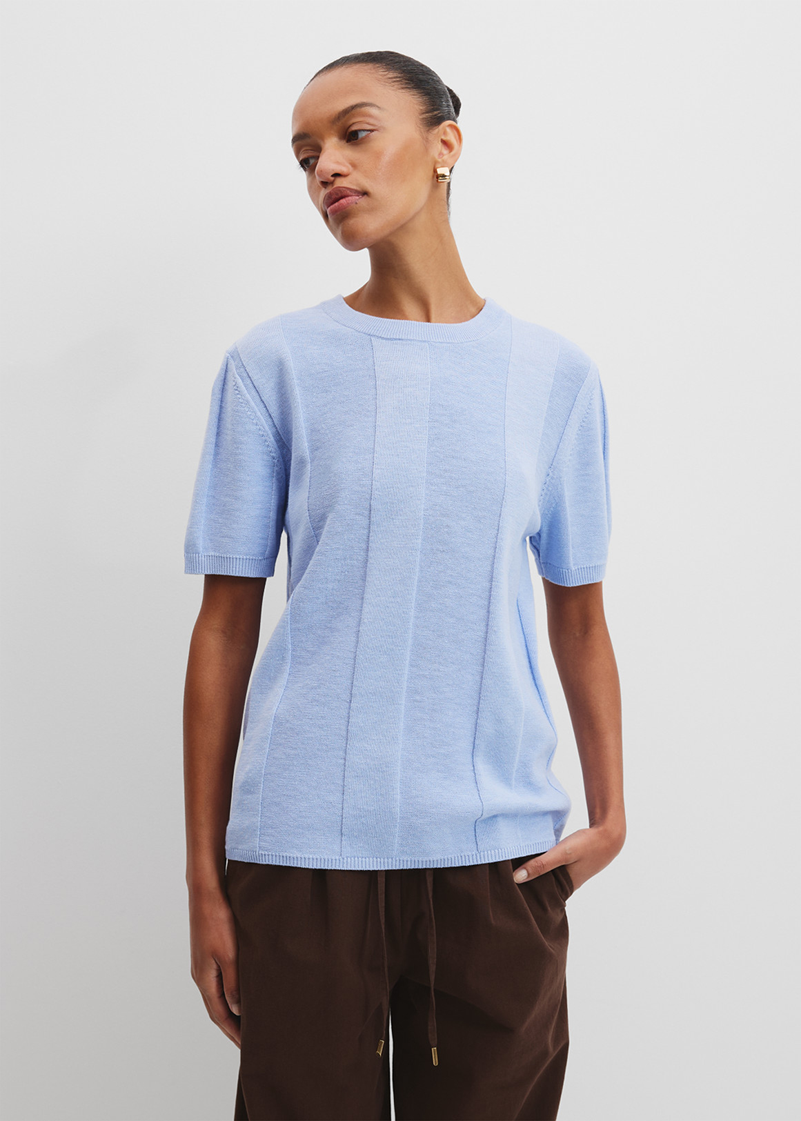 Organically Grown Cotton Linen Knit T-Shirt | Woolworths.co.za