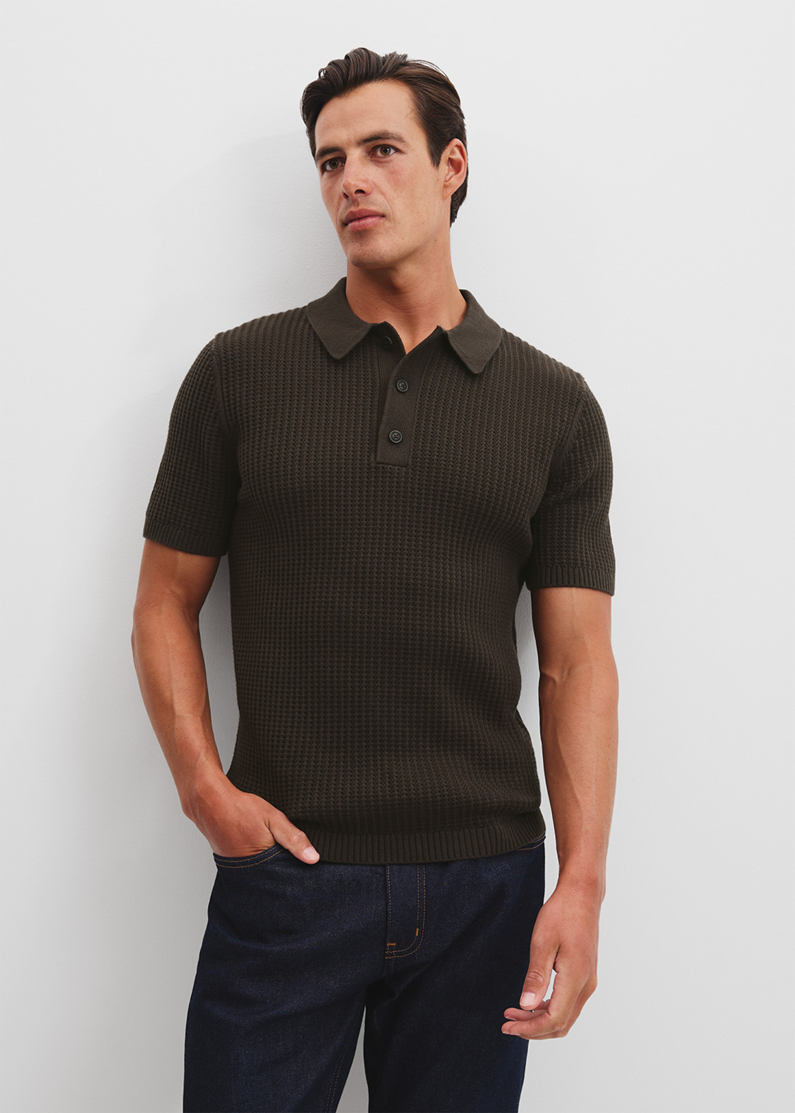 Australian Cotton Rib Short Sleeve Knit Polo Shirt | Woolworths.co.za
