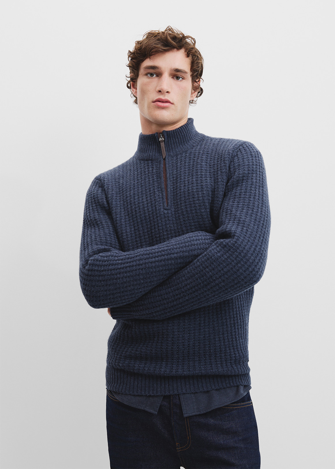Textured Wool Half Zip Knit | Woolworths.co.za