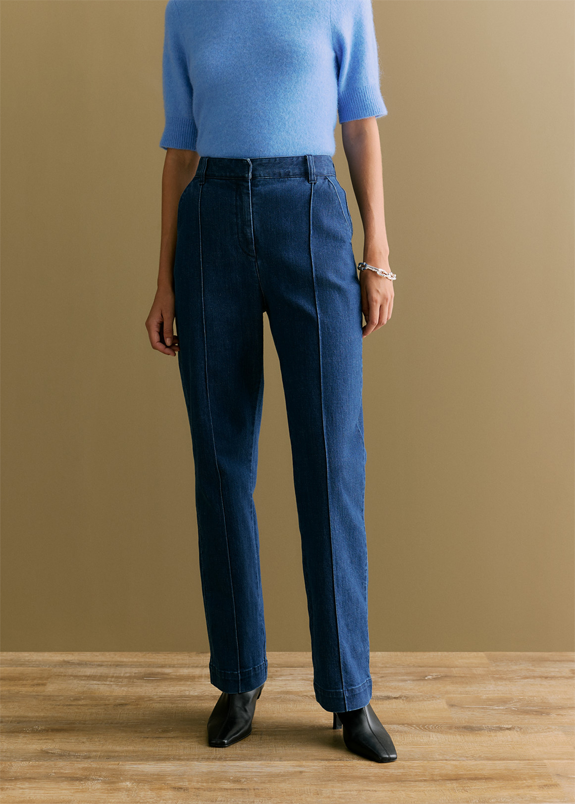 Australian Cotton Blend Denim Pintuck Pant | Woolworths.co.za