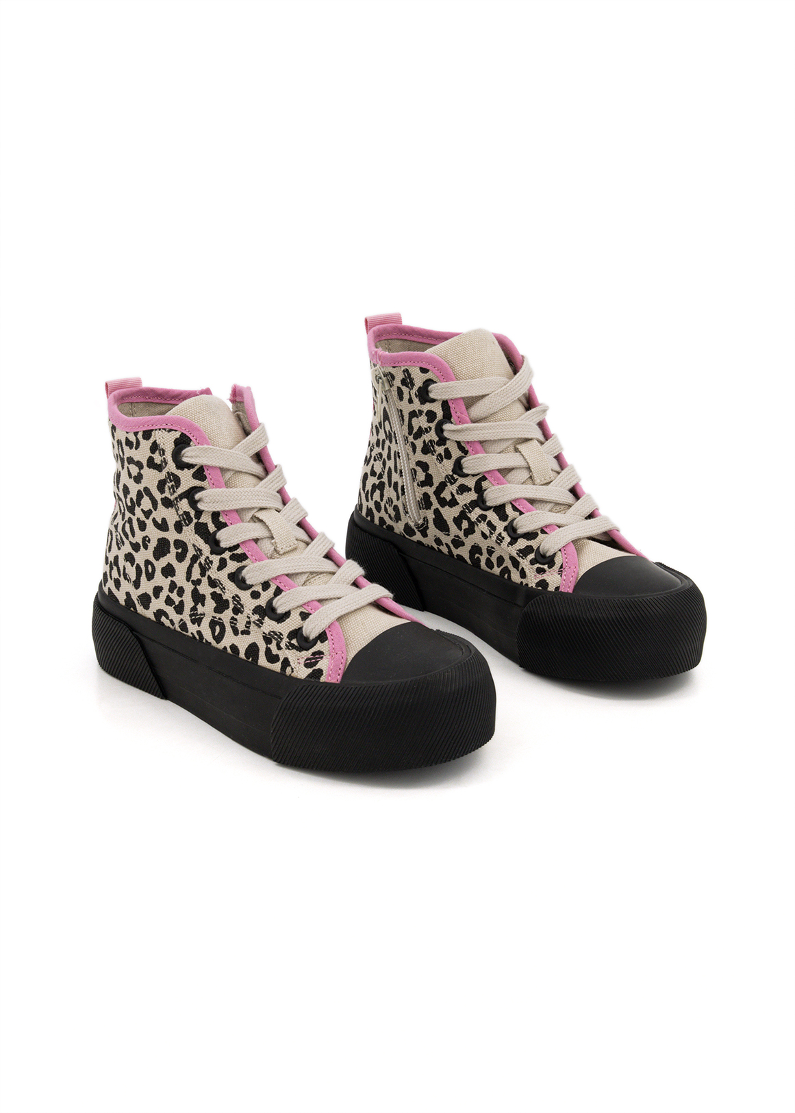 Leopard Print High Top Canvas Sneakers (Size 12-6) Older Girl
