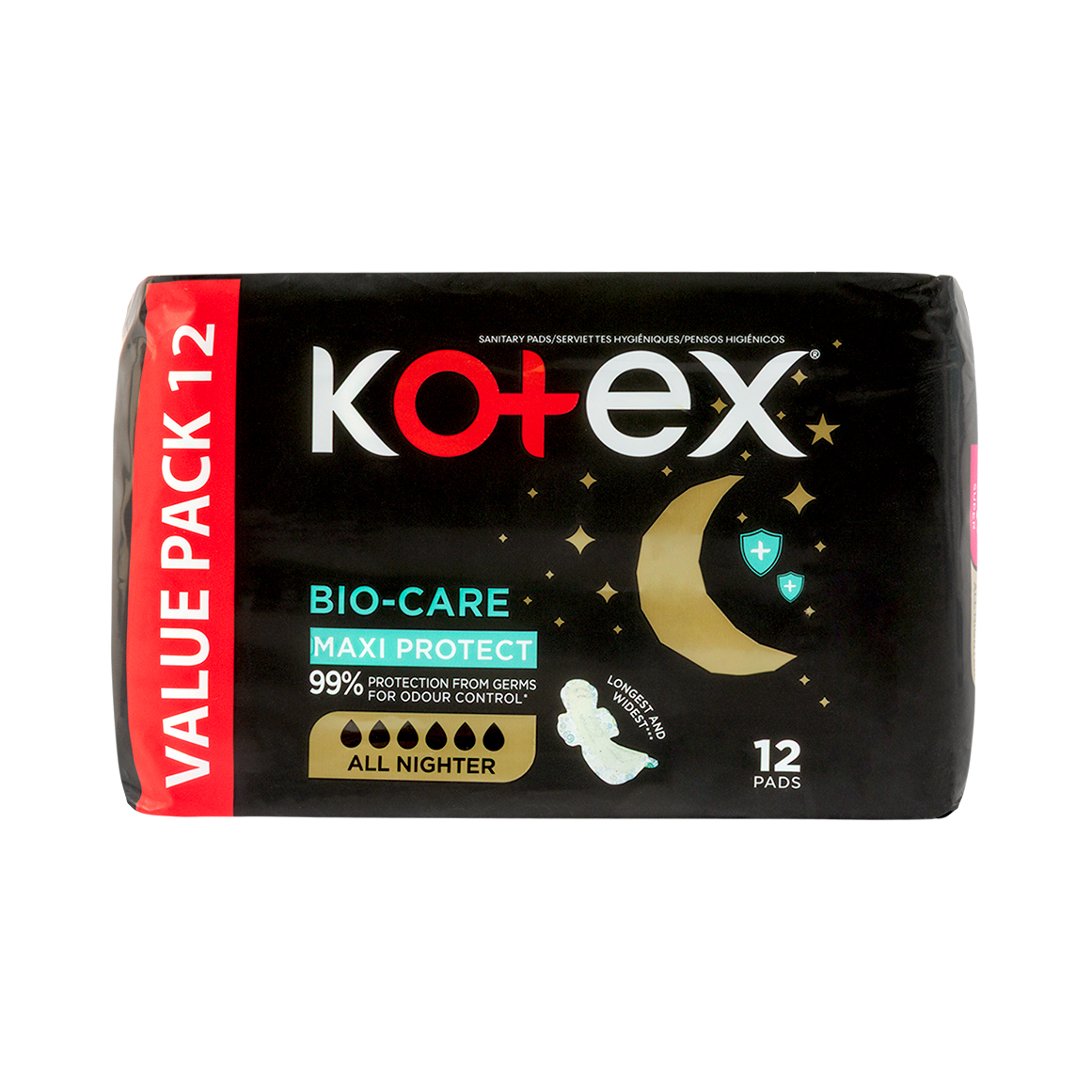 Kotex Bio Care All Night Maxi Pads 12 pk | Woolworths.co.za