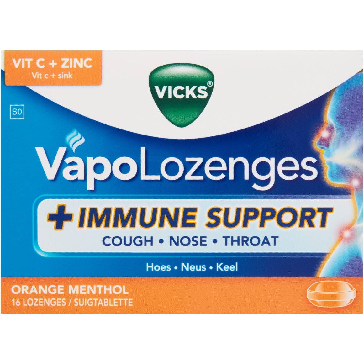 健康・医学 Cokumico Vicks VapoLozenges + Immune Support Orange Menthol Flavoured