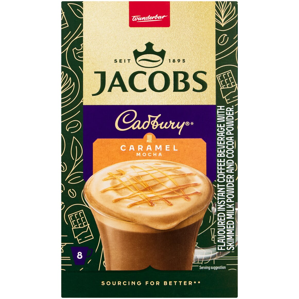 Jacobs Cadbury Caramel Mocha Cappuccino Sachets 8 x 18 g