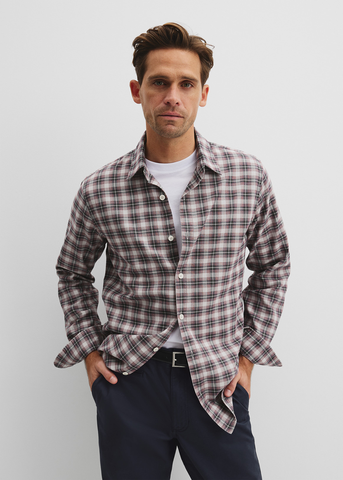 Y’s for men WOOL / NYLON FLANNEL 2023AW Regular Fit Australian Good Earth Cotton Flannel Shirt