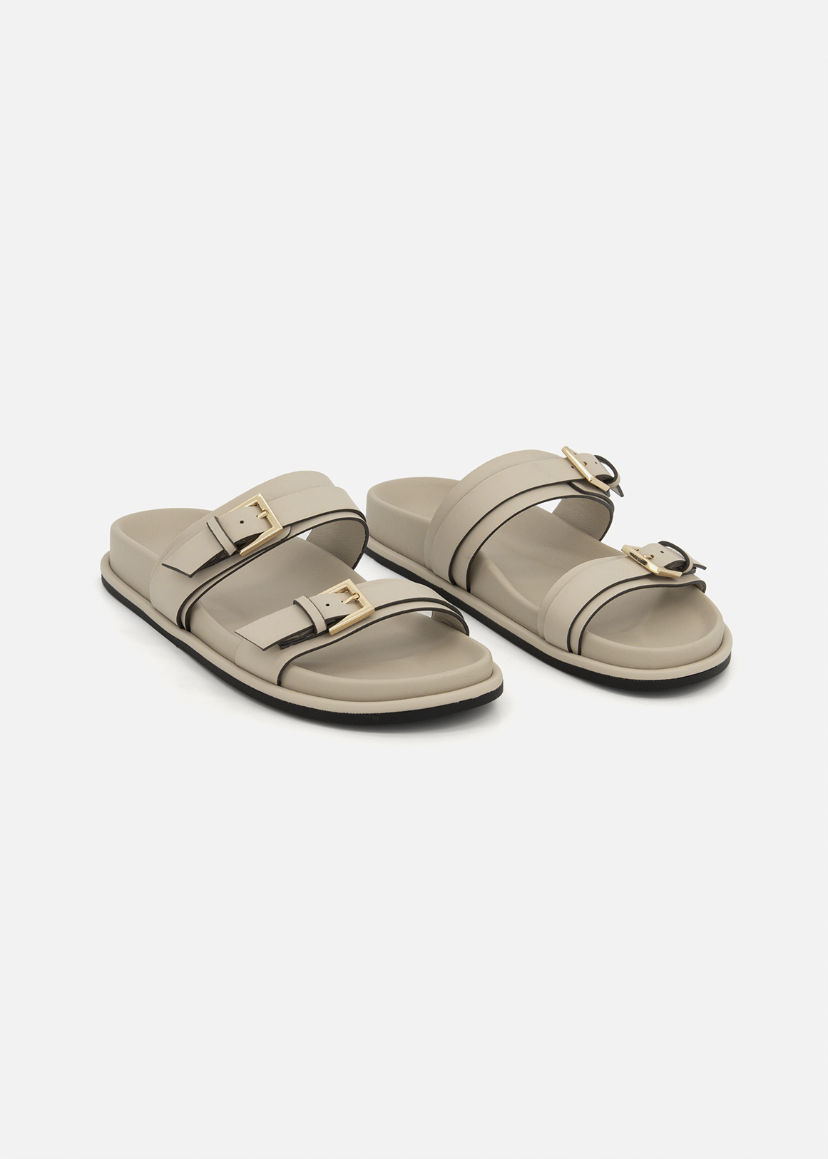 【Herlipto】Square Buckle Mules Square Buckle Double Strap Moulded Faux Leather Mules | Woolworths