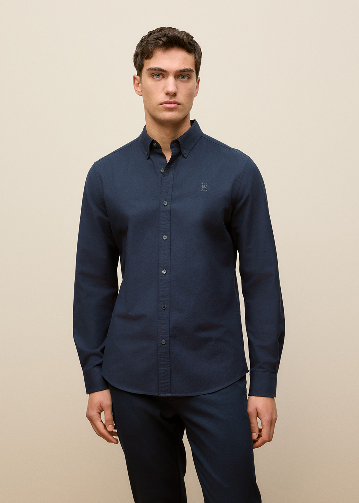 Regular Fit Cotton Monogram Oxford Shirt | Woolworths.co.za