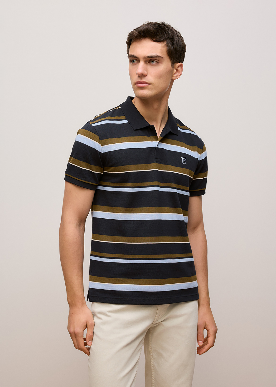 Colour Block Stripe Monogram Polo | Woolworths.co.za