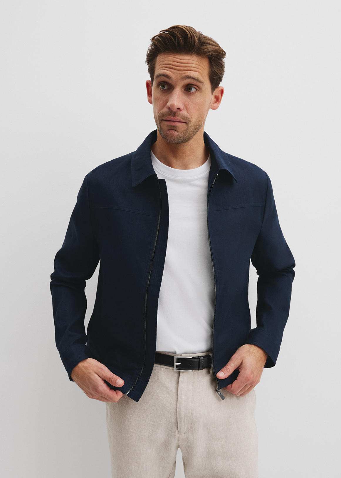 Cotton Linen Zip Through Jacket | Woolworths.co.za