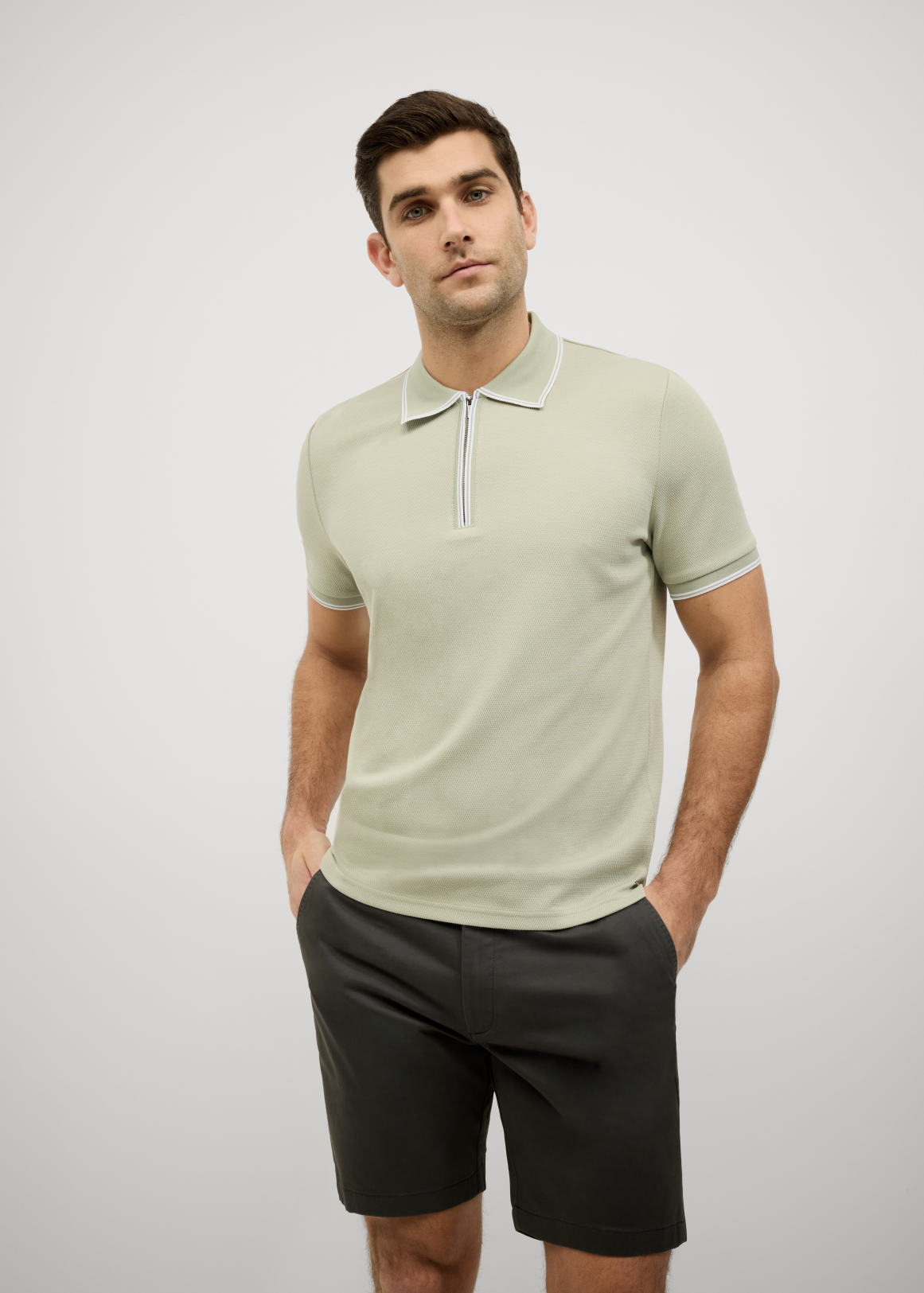 Textured Zip Collar Polo | Woolworths.co.za