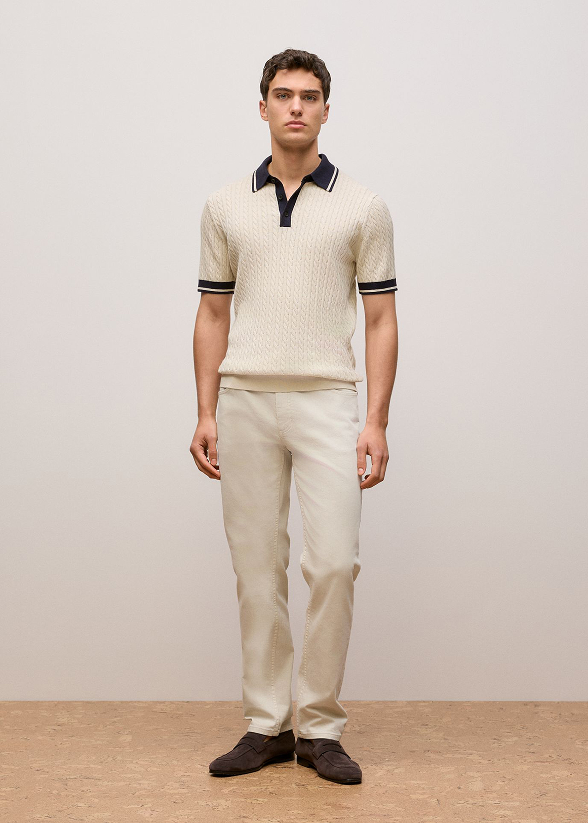 Cable Knit Short Sleeve Polo | Woolworths.co.za