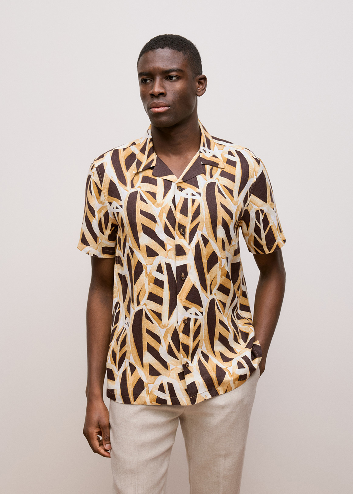 Graphic Leaf Linen Short Sleeve Shirt | Woolworths.co.za
