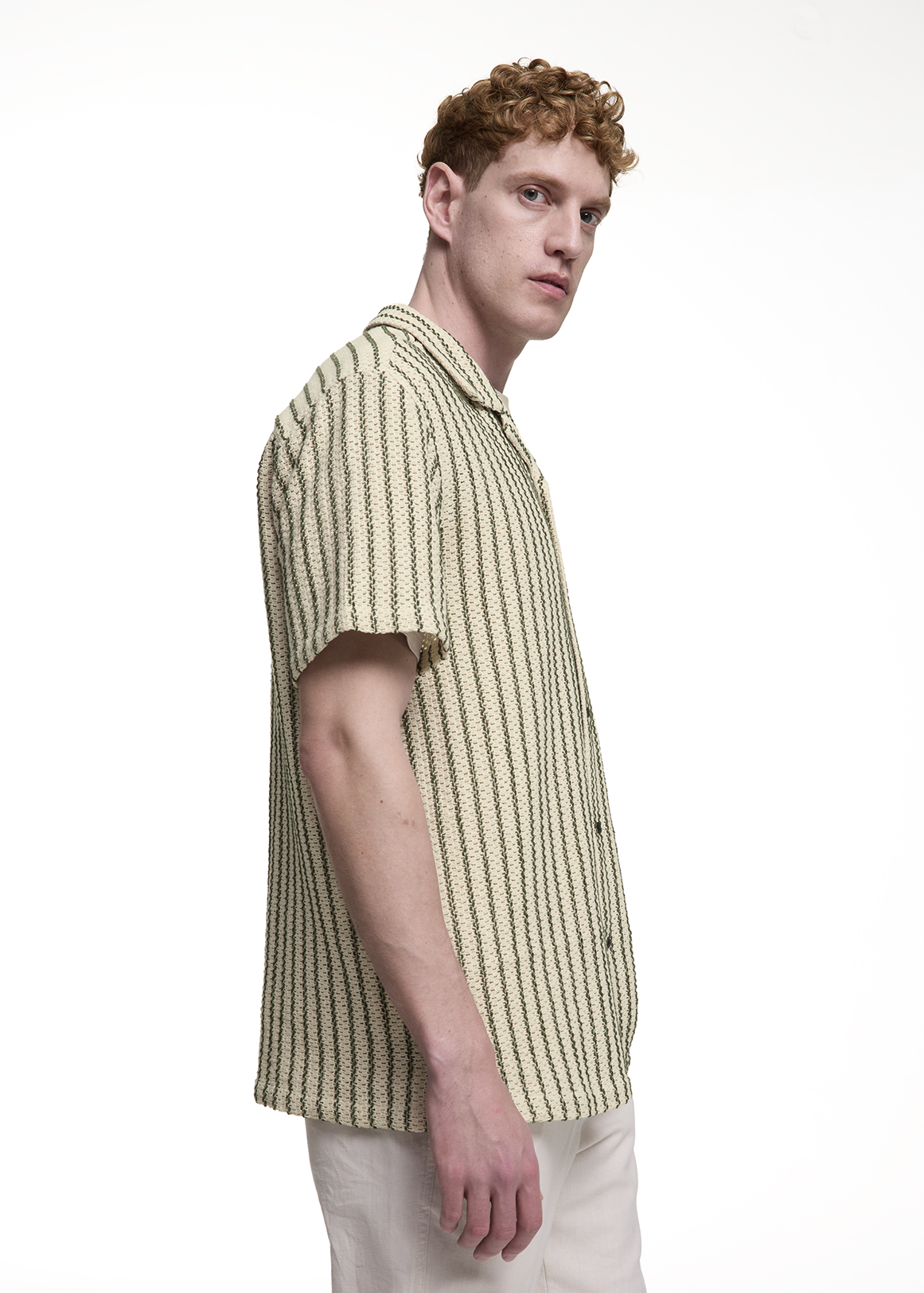 Striped Relaxed Revere Collar Crochet Shirt | Woolworths.co.za