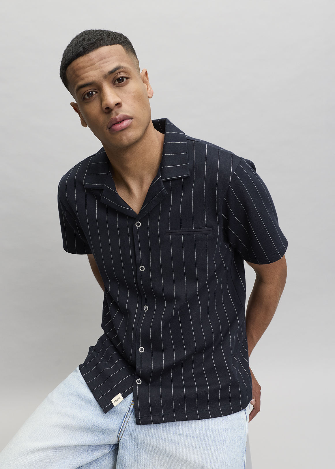 トップス N.HOOLYWOOD stripe boatneck navyblack 38 Navy Striped Revere Collar Shirt | Woolworths.co.za