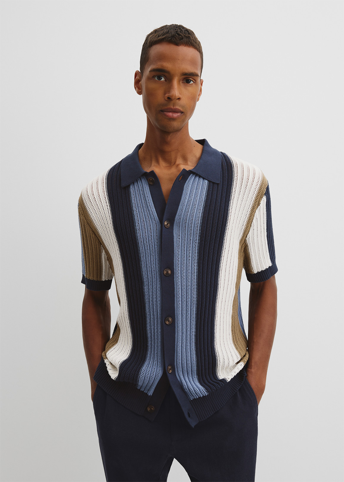 Oversized Australian Cotton Textured Stretch Knit Shirt