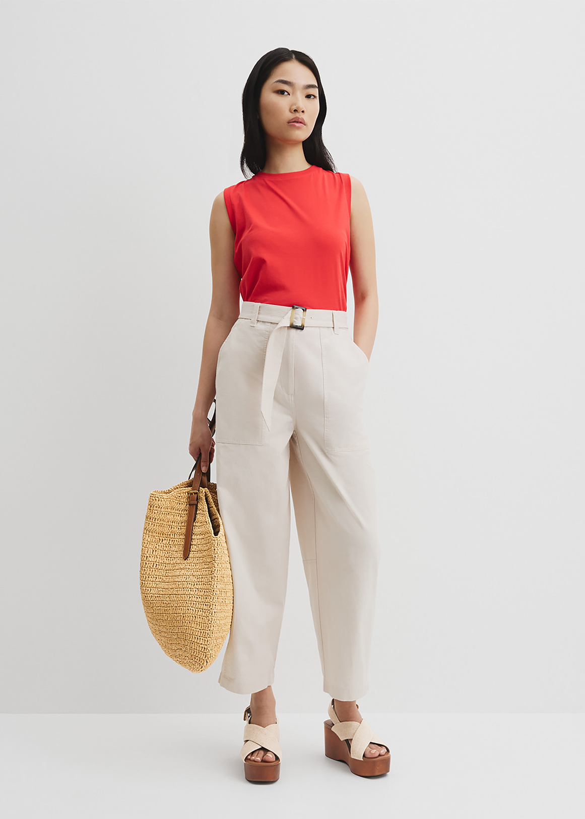 Organically Grown Cotton Belted Panel Pant | Woolworths.co.za