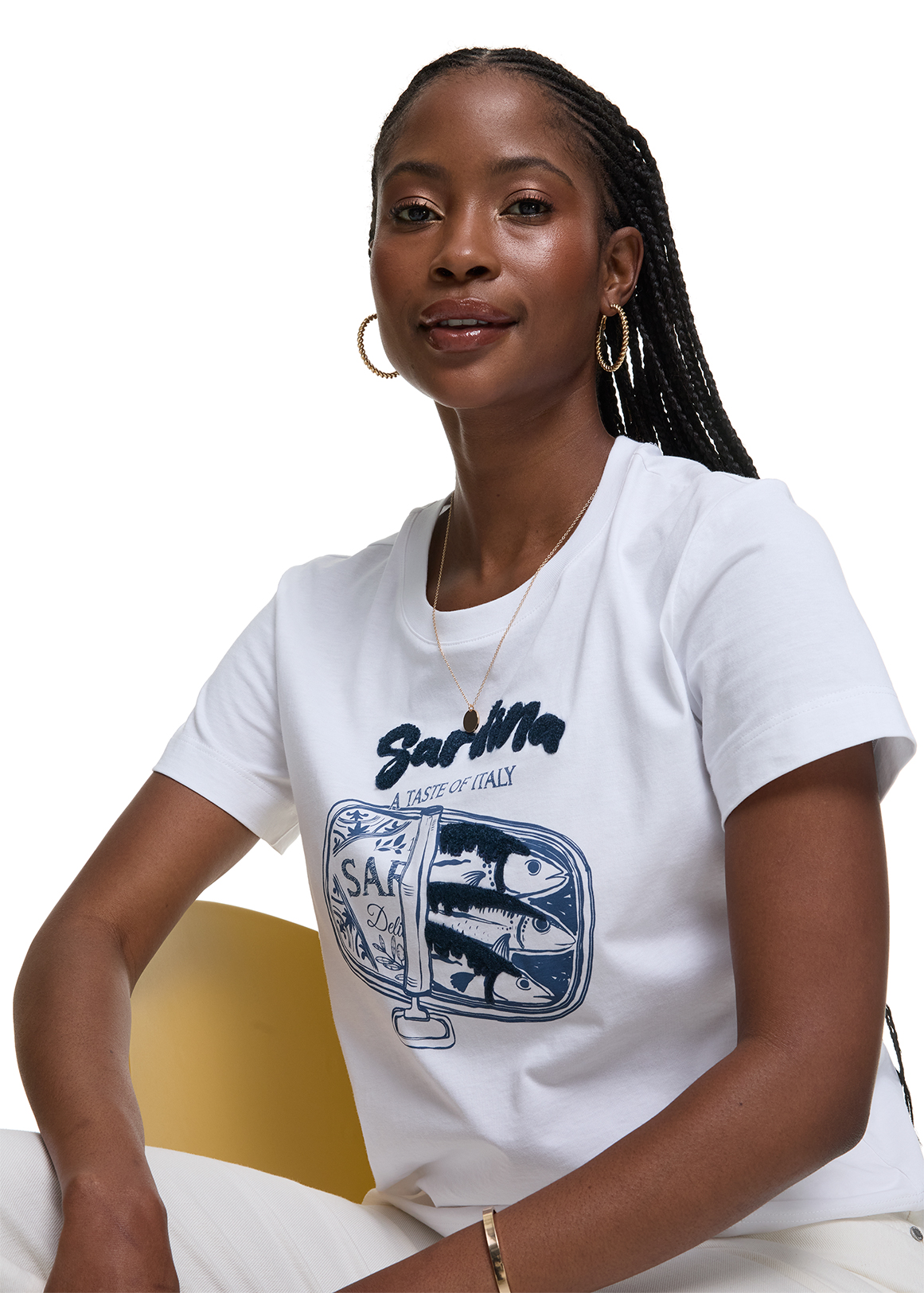Sardina Roll-up Sleeve Viscose Blend T-shirt | Woolworths.co.za