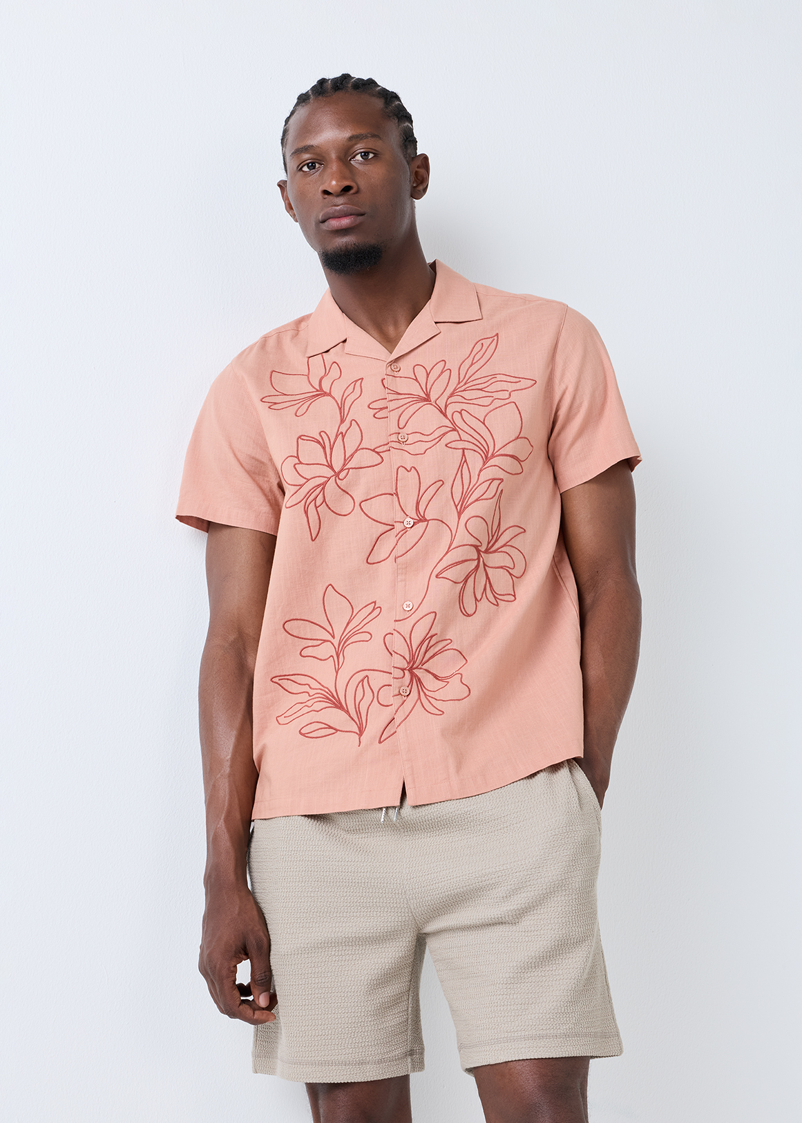 Floral Embroidered Revere Collar Cotton Shirt | Woolworths.co.za