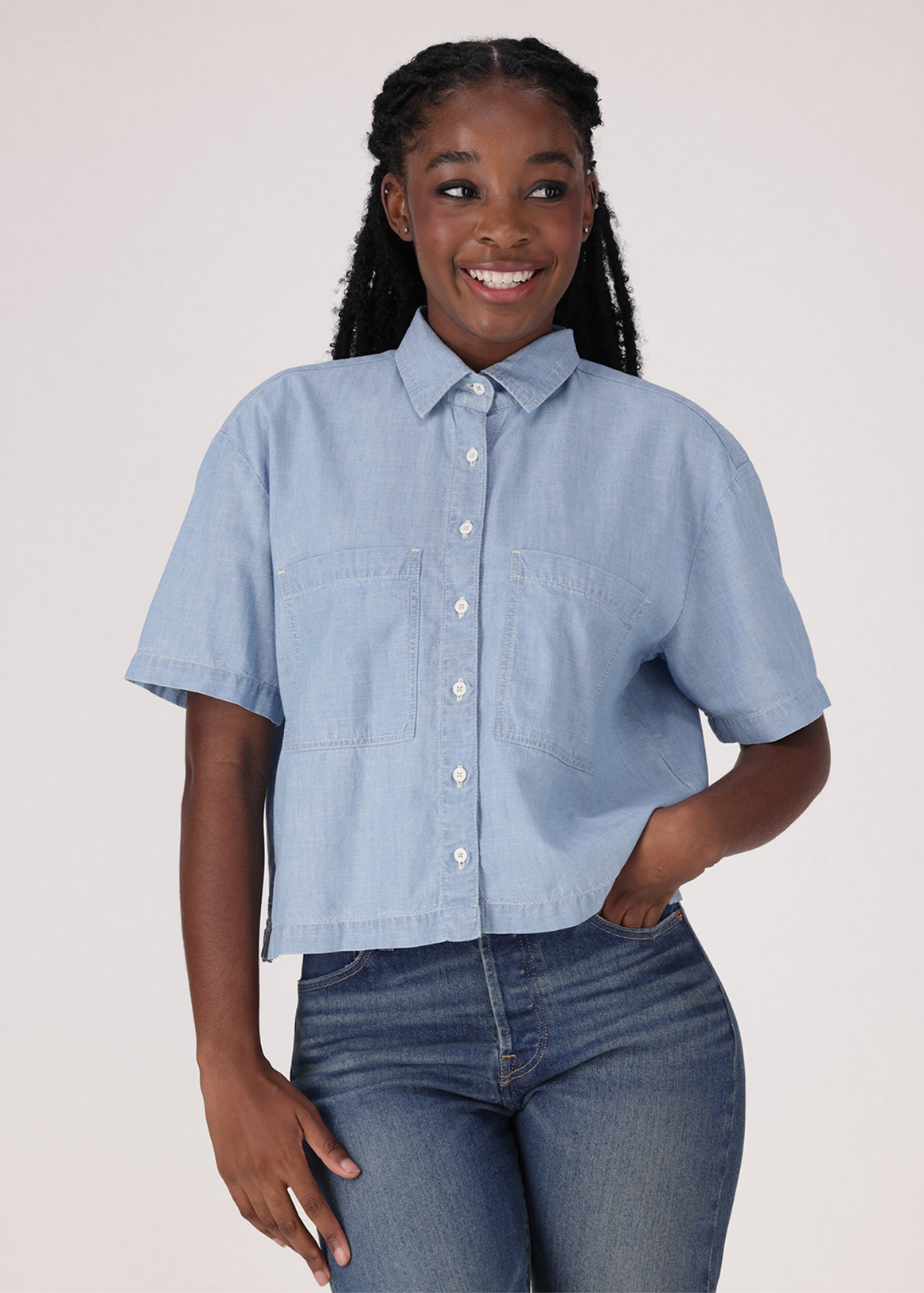 Harlie Short-Sleeve Cropped Shirt | Woolworths.co.za