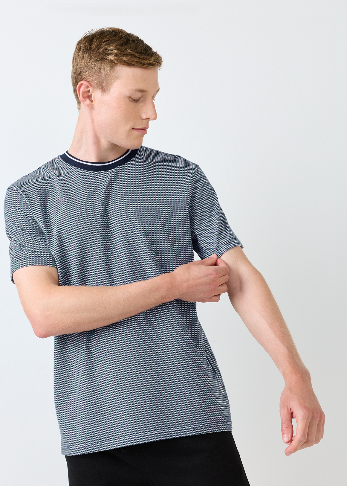 Jacquard Mercerised Cotton T-shirt | Woolworths.co.za