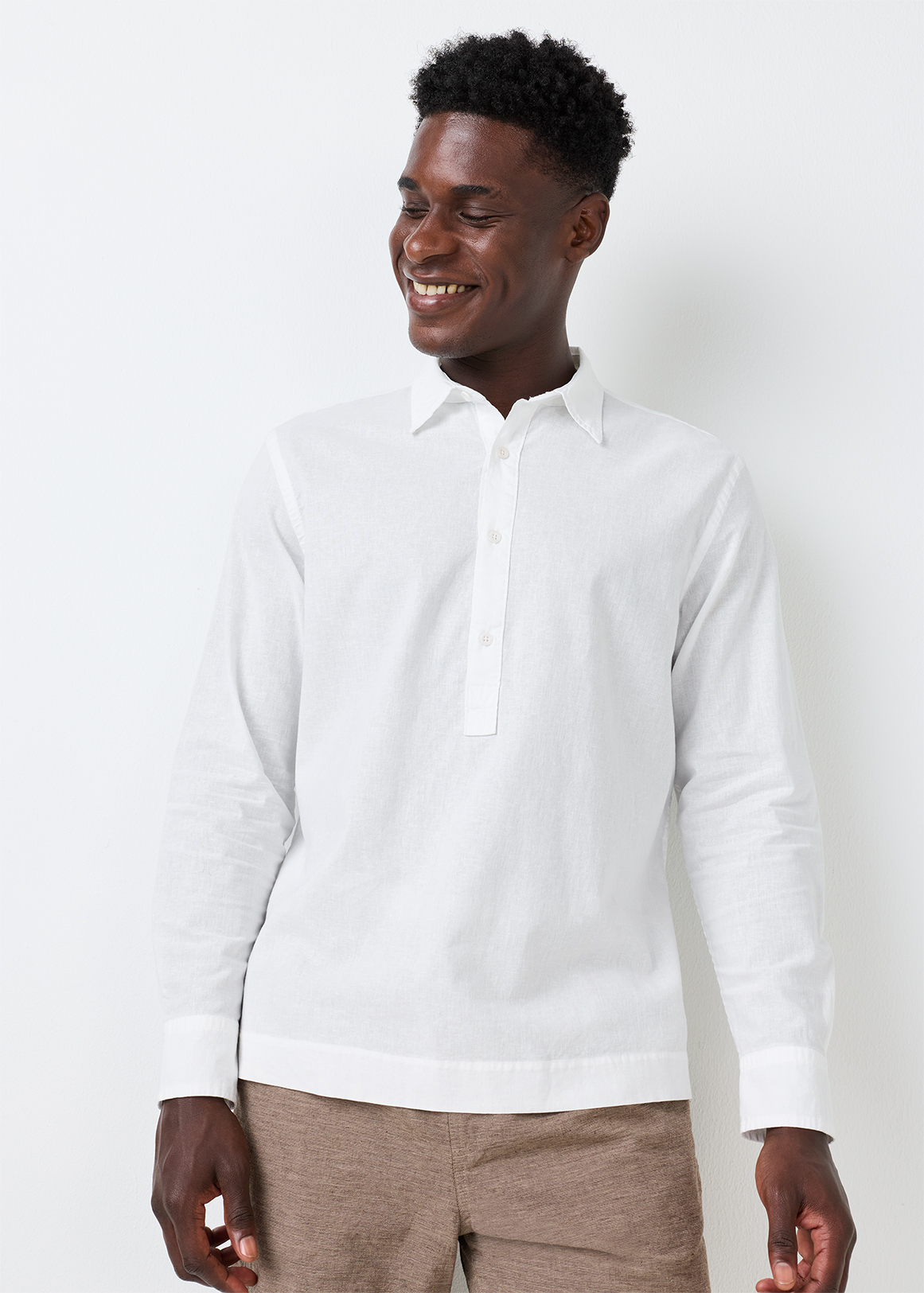 Half Placket Linen Blend Shirt | Woolworths.co.za