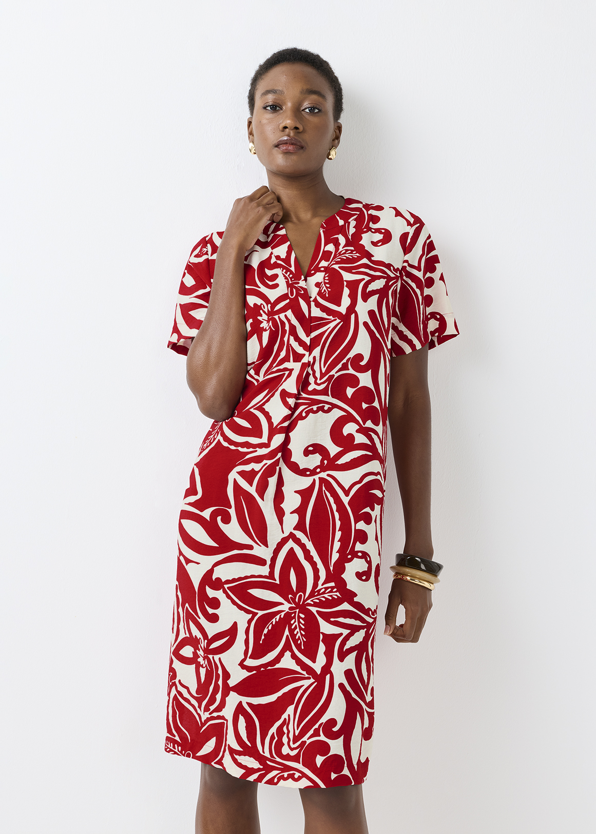 Pleat Detail Split Mandarin Tunic Dress | Woolworths.co.za