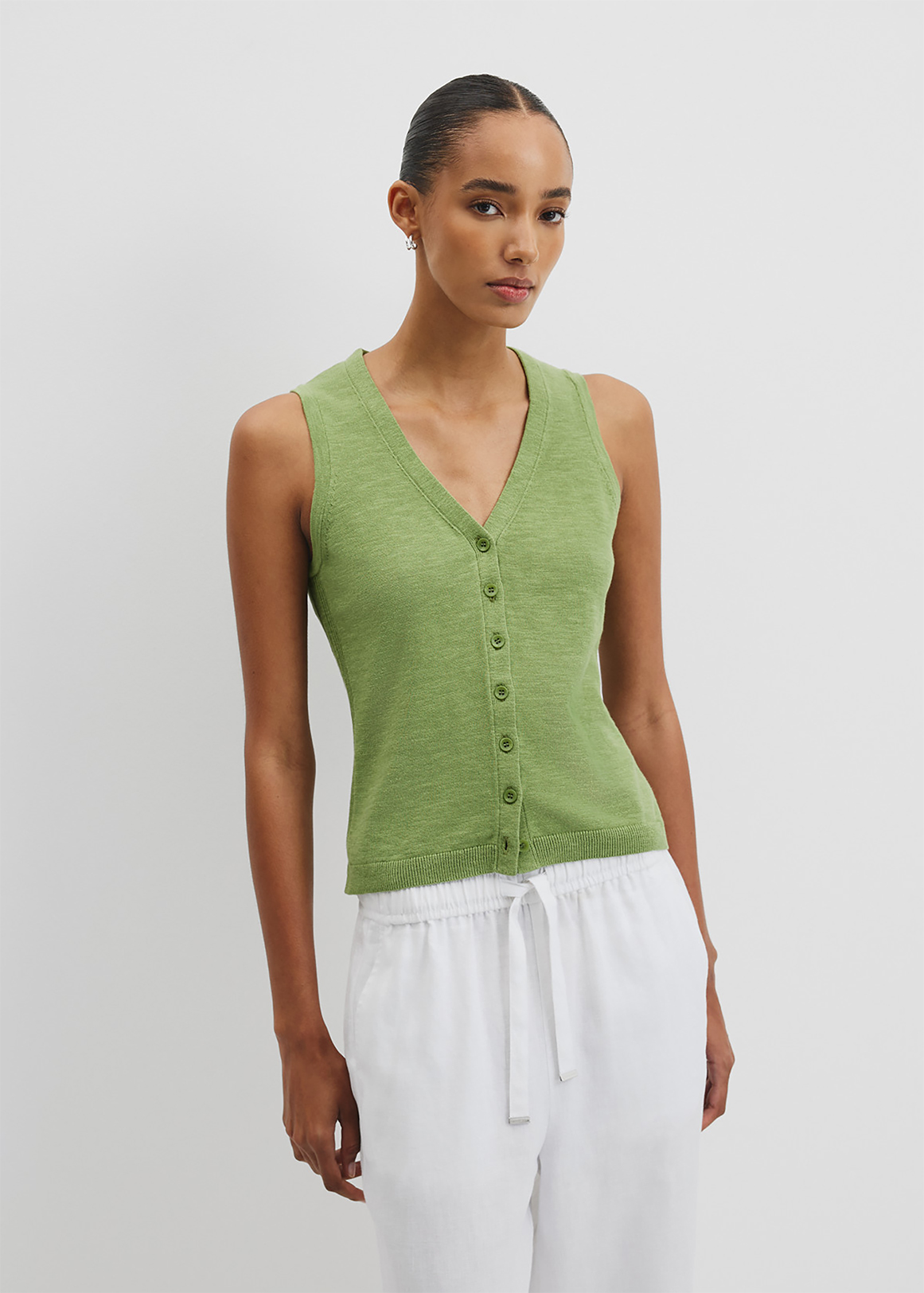 Organically Grown Cotton Linen Blend Vest | Woolworths.co.za