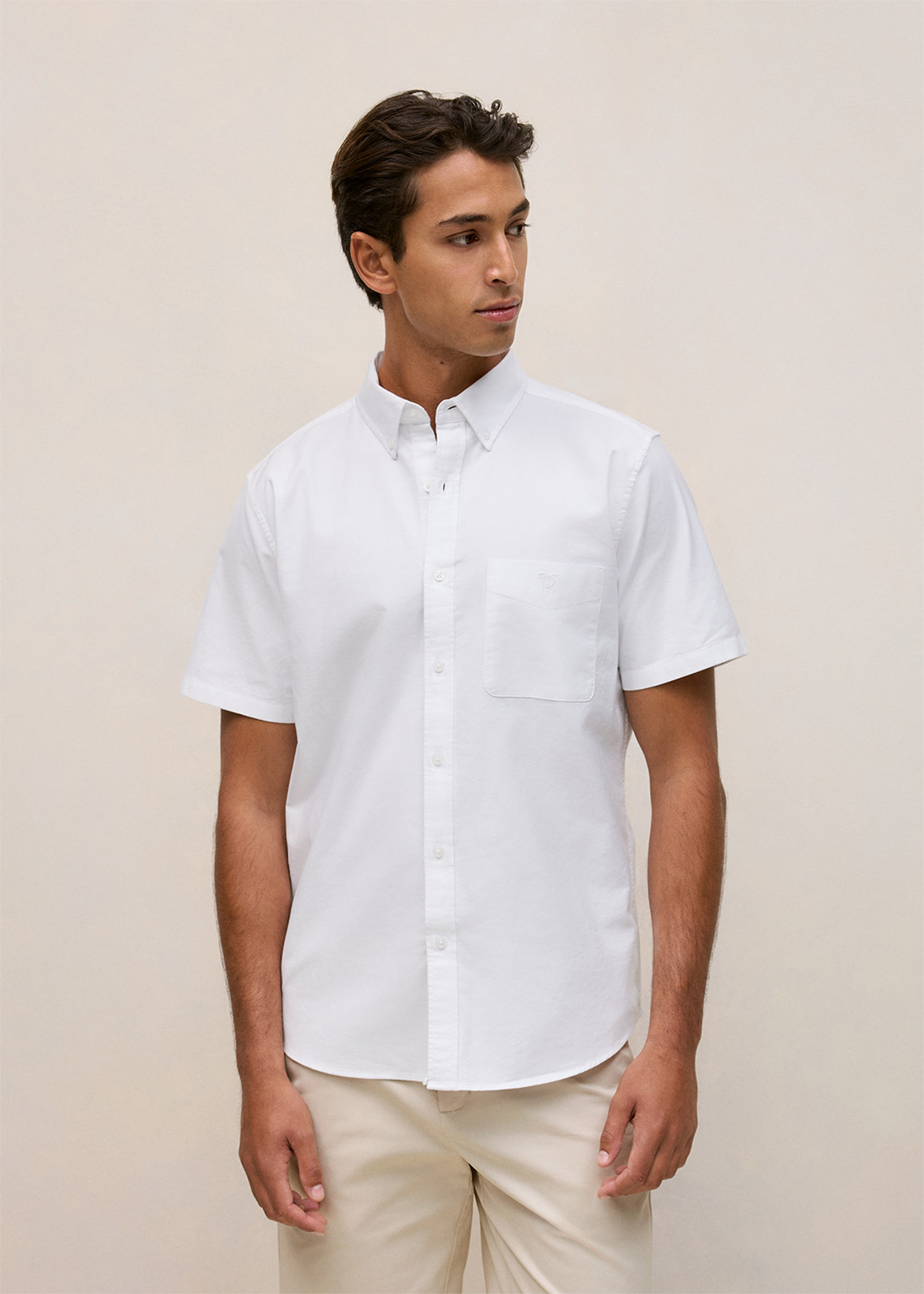 Monogram Short Sleeve Oxford Shirt | Woolworths.co.za
