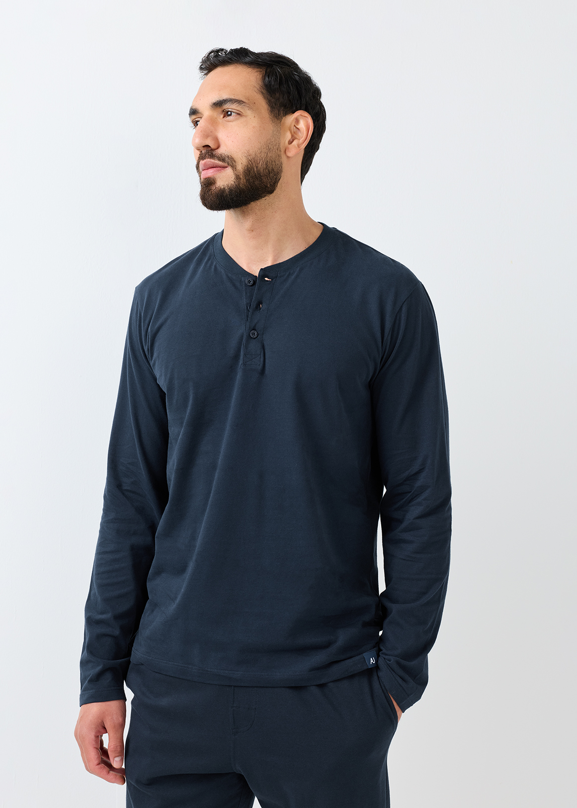 Navy Cotton Henley Sleep T-shirt | Woolworths.co.za