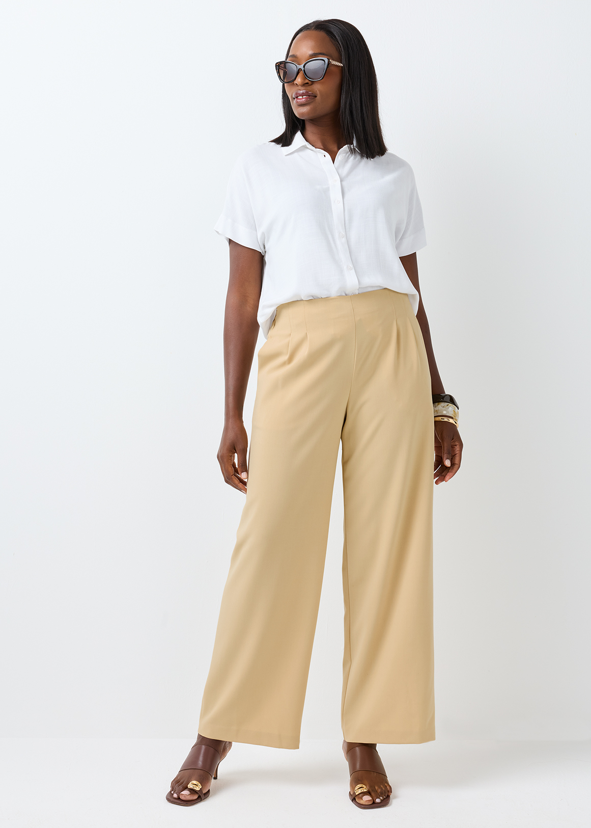 High Rise Pleated Wide Leg Pants | Woolworths.co.za