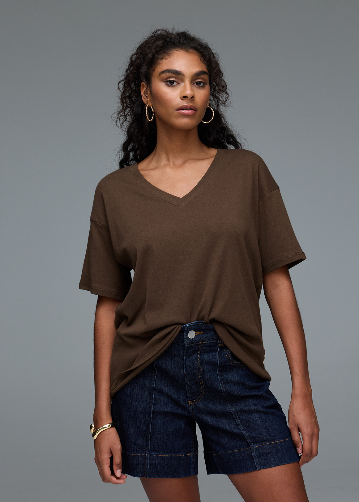 V-neck Cotton Boxy T-shirt | Woolworths.co.za