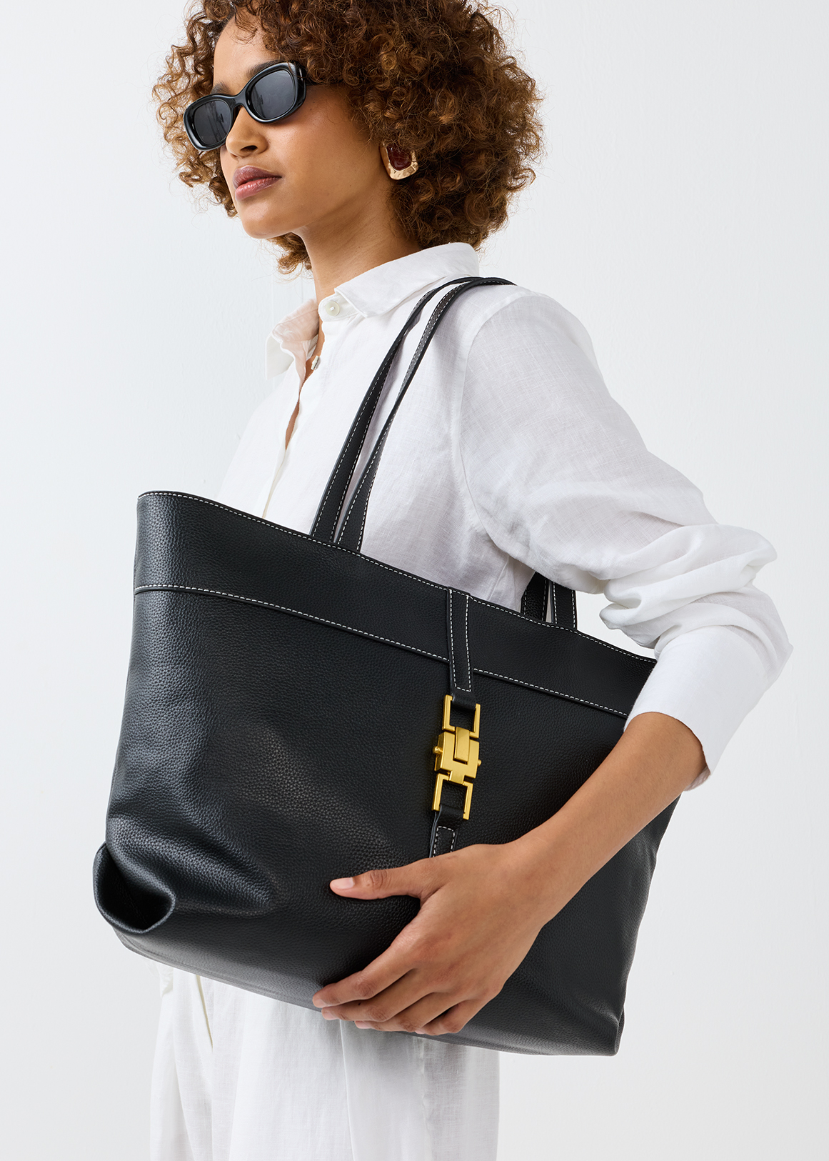 Topstitch Metallic Lock Tote | Woolworths.co.za