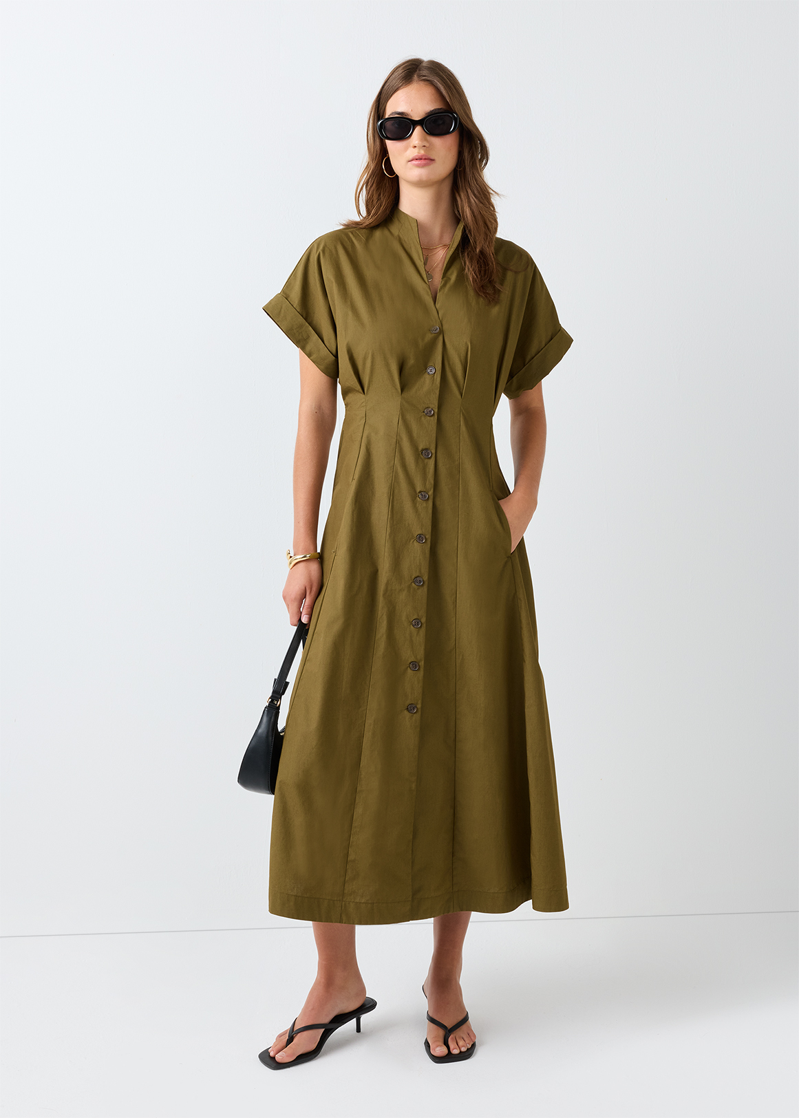 Buttoned Poplin A-line Maxi Dress | Woolworths.co.za
