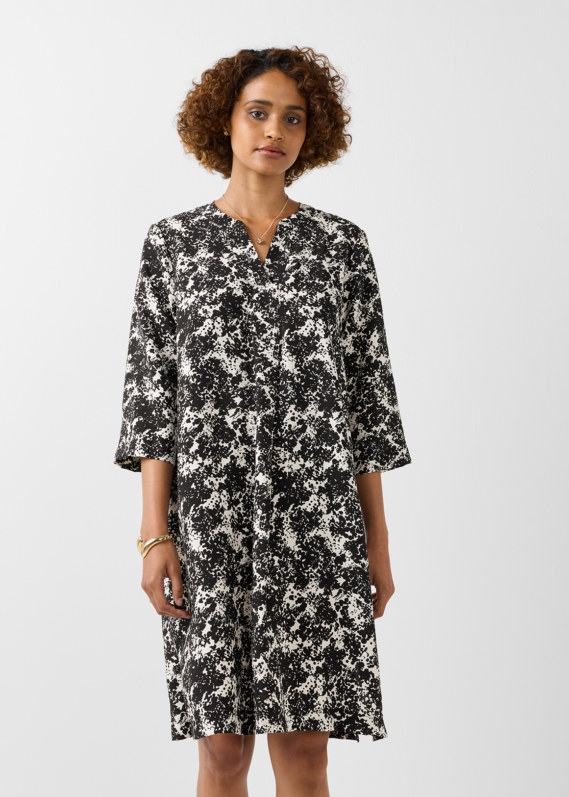 Notched Mandarin Viscose Tunic Dress | Woolworths.co.za