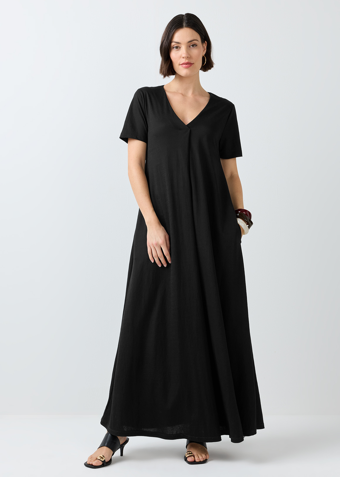 Pleat Detail V-neck A-line Maxi Dress | Woolworths.co.za