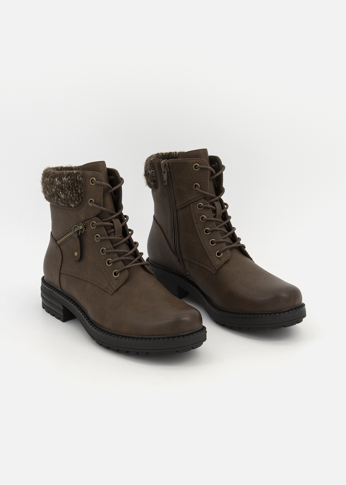 Knit Cuff Zip Detail Lace-up Ankle Boots | Woolworths.co.za