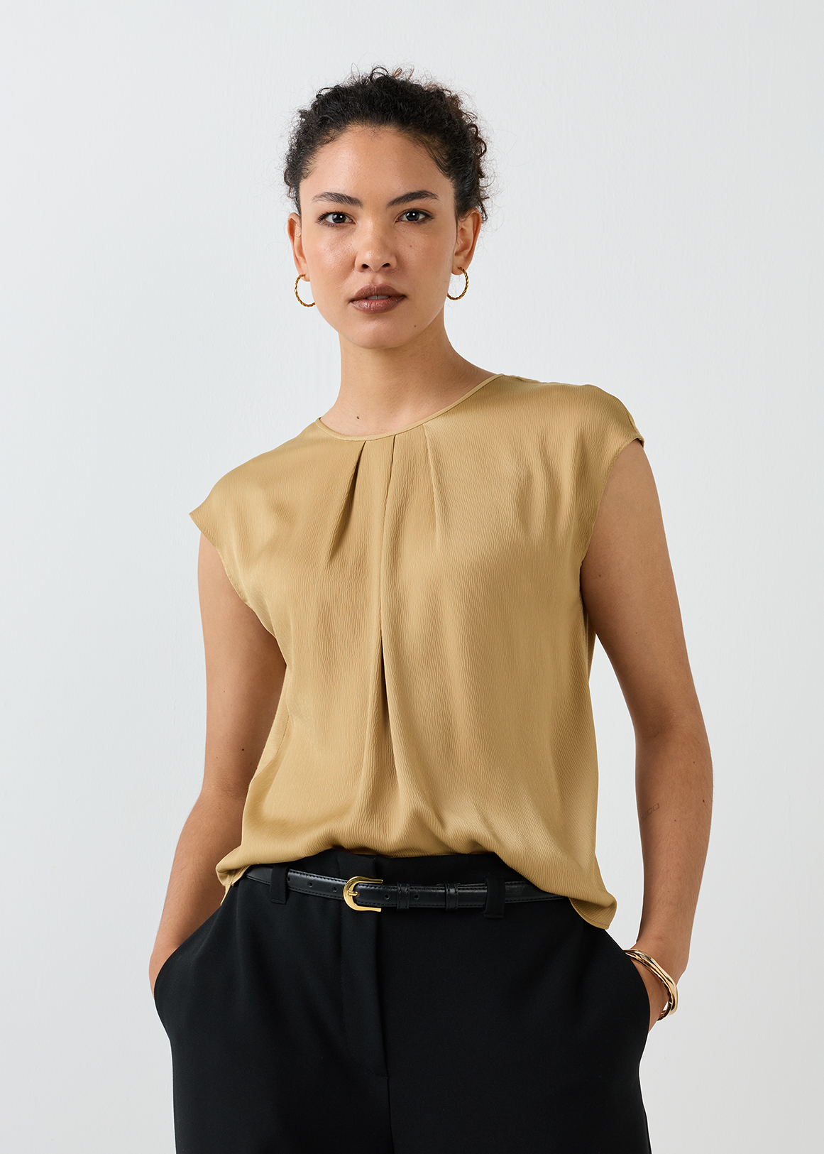 Pleat Neck Textured Top | Woolworths.co.za