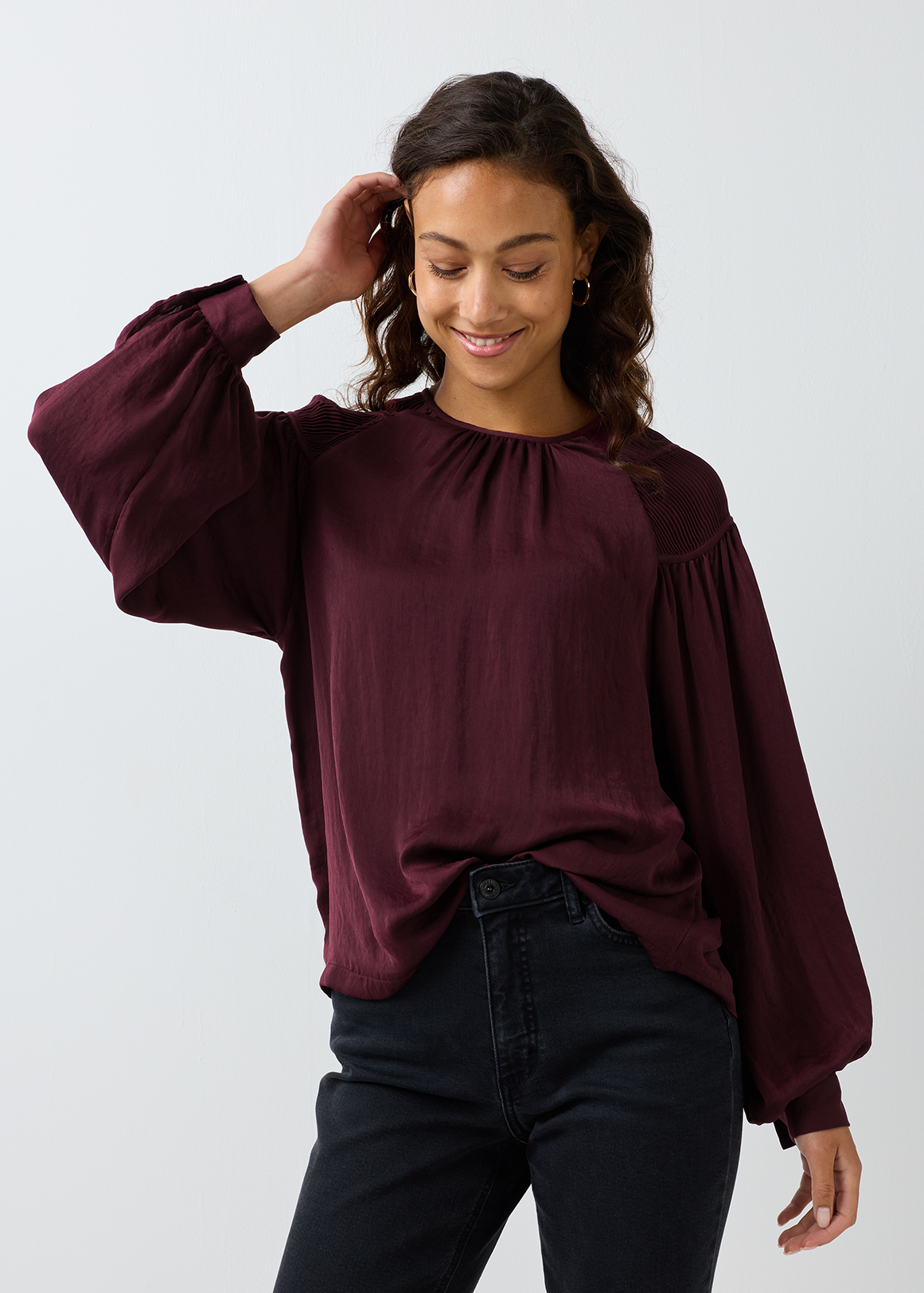 Gathered Satin Blouse | Woolworths.co.za
