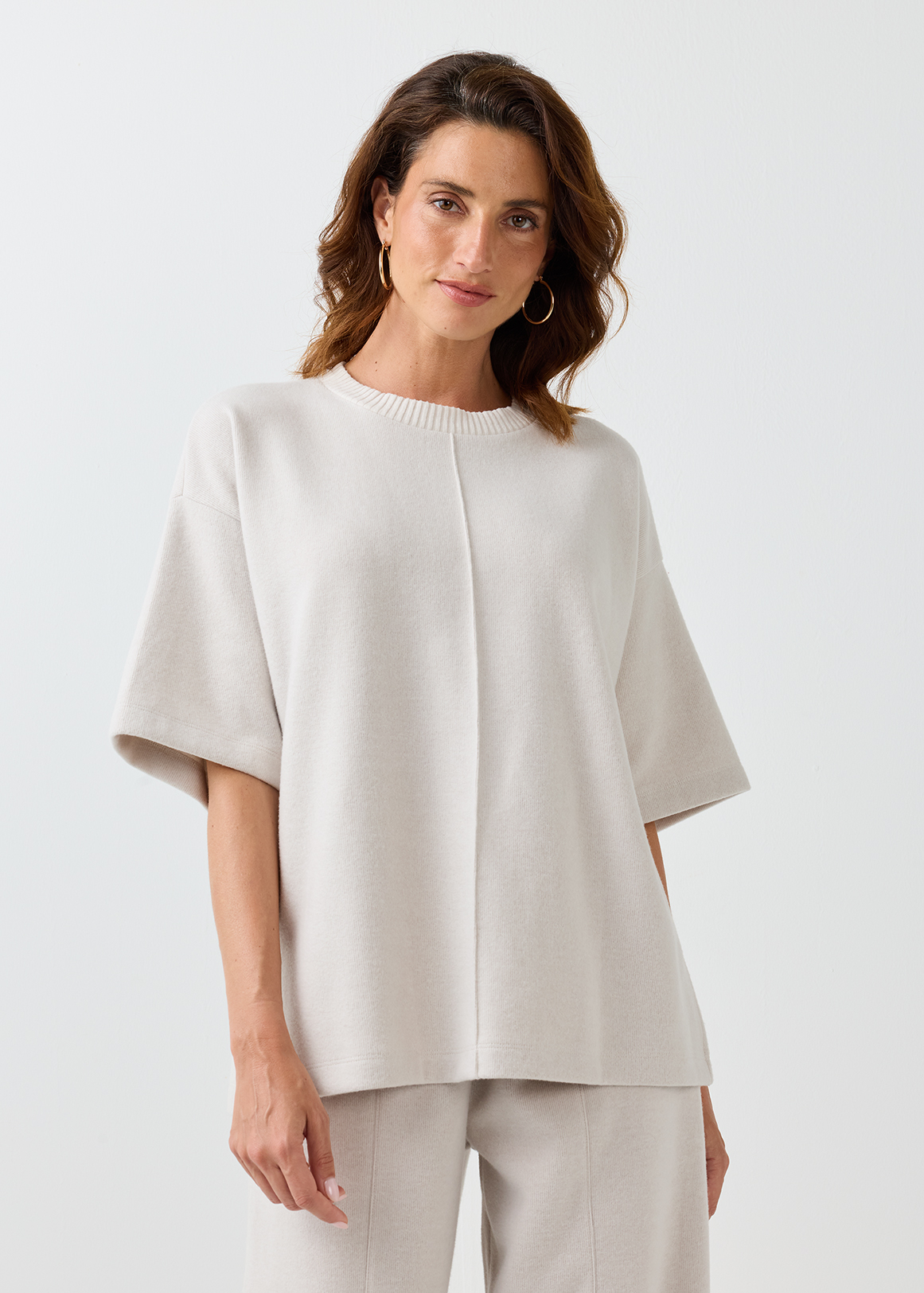 Pintuck Seam Relaxed Fit Knit T-shirt | Woolworths.co.za