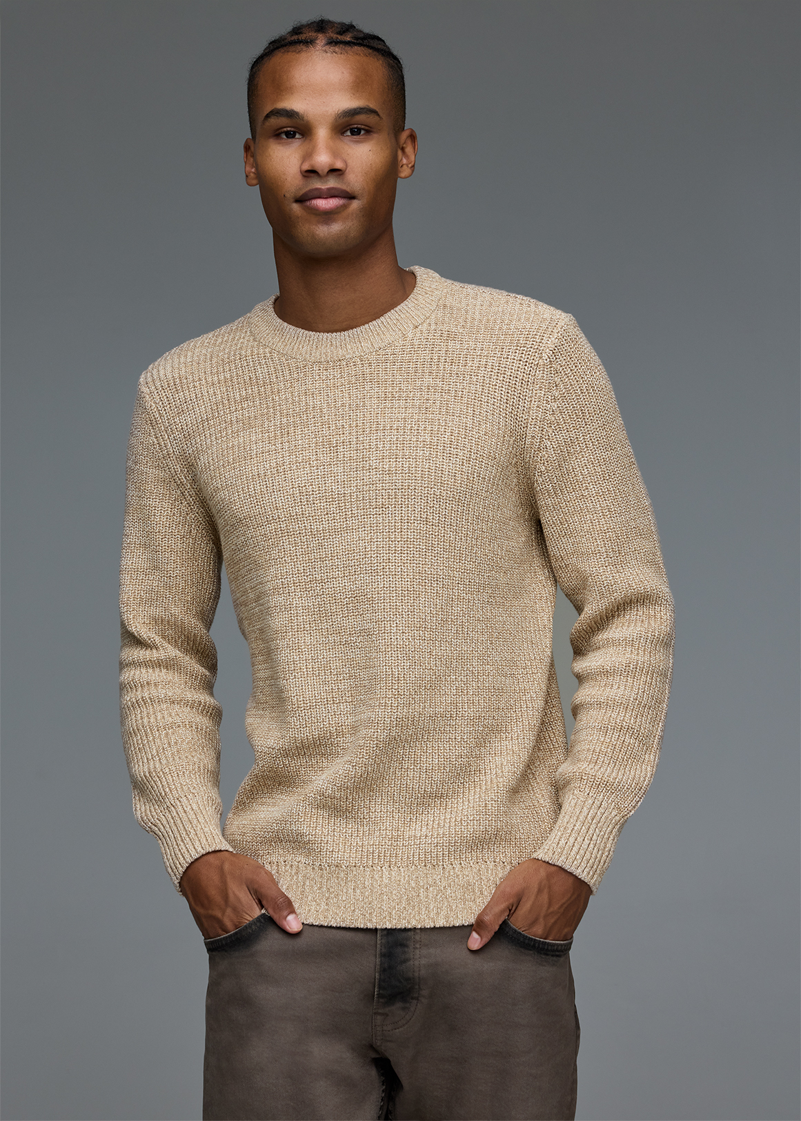 Marled Fisherman's Rib Knit Cotton Jumper | Woolworths.co.za